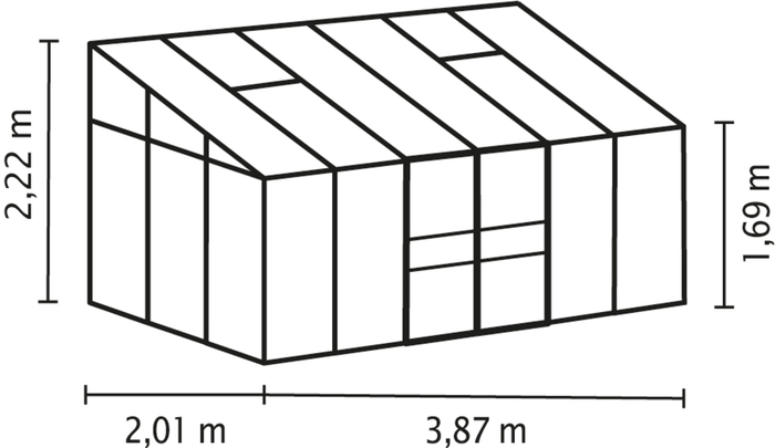 Växthus Ida 7800 Svart Glas/Poly 7,8 m² Vitavia